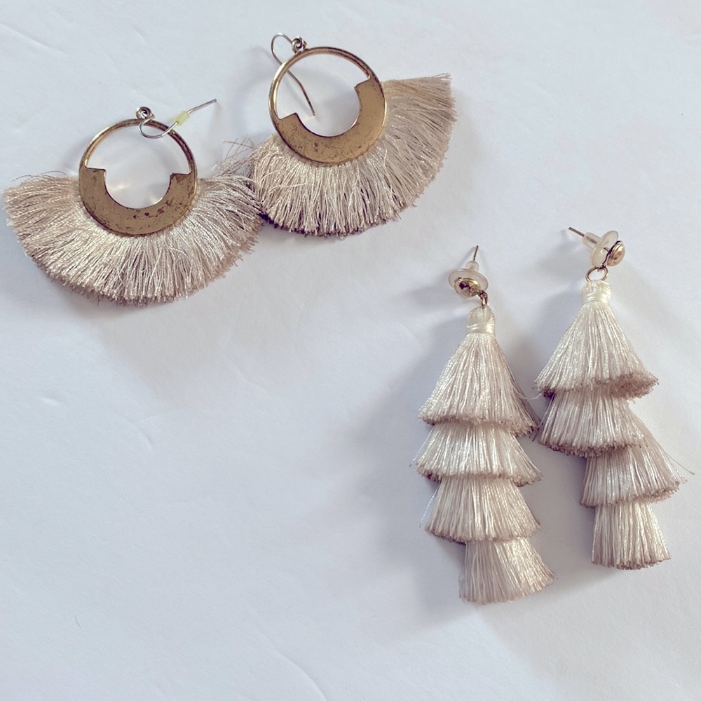 Statement Earring Set Bohemian Drop 4‎ tier Layer Dangle & Fan Hoops for women